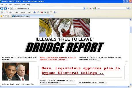 National Popular Vote on Drudge Report