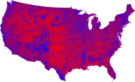 2008 Election By County Purple